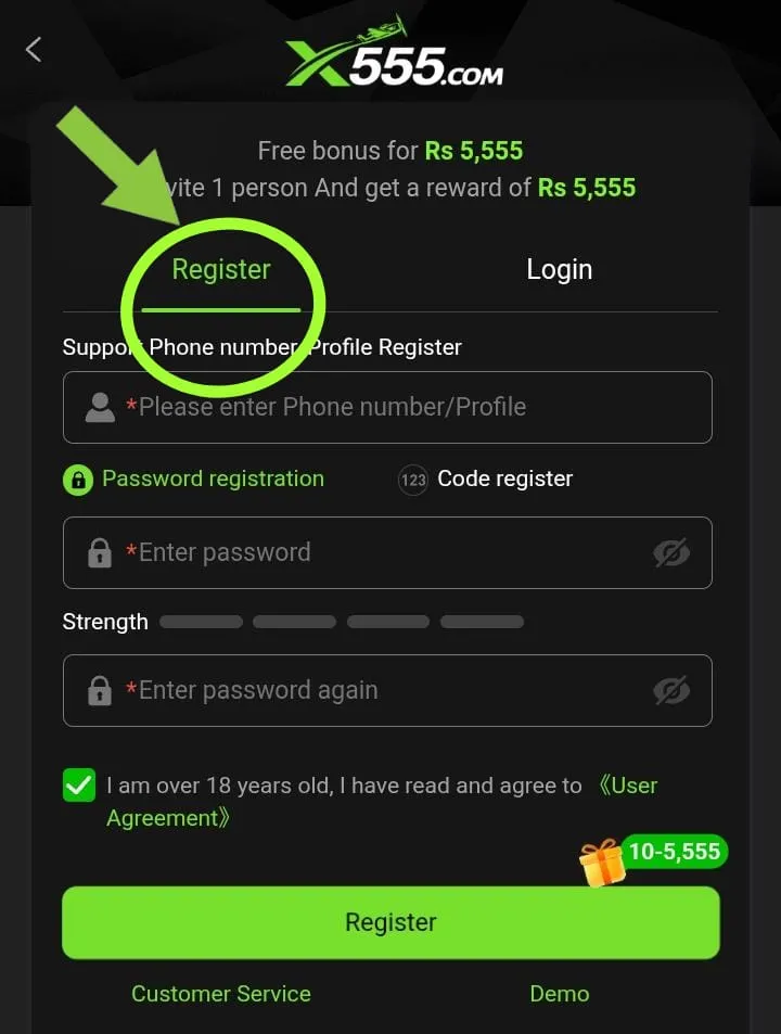 Register X555